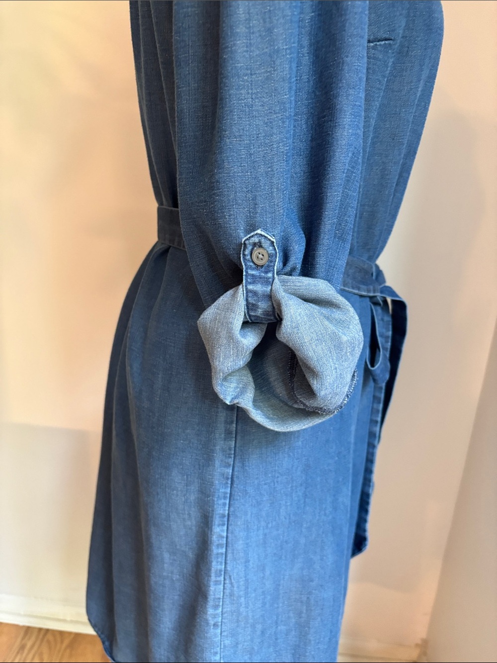 LOFT soft, chambray jean denim shirt dress perfect belt small S - Picture 3 of 4